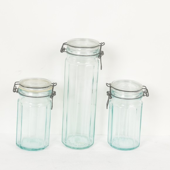 Kitchen Vintage Hermetic Italian Glass Canisters Set Of 3 Poshmark